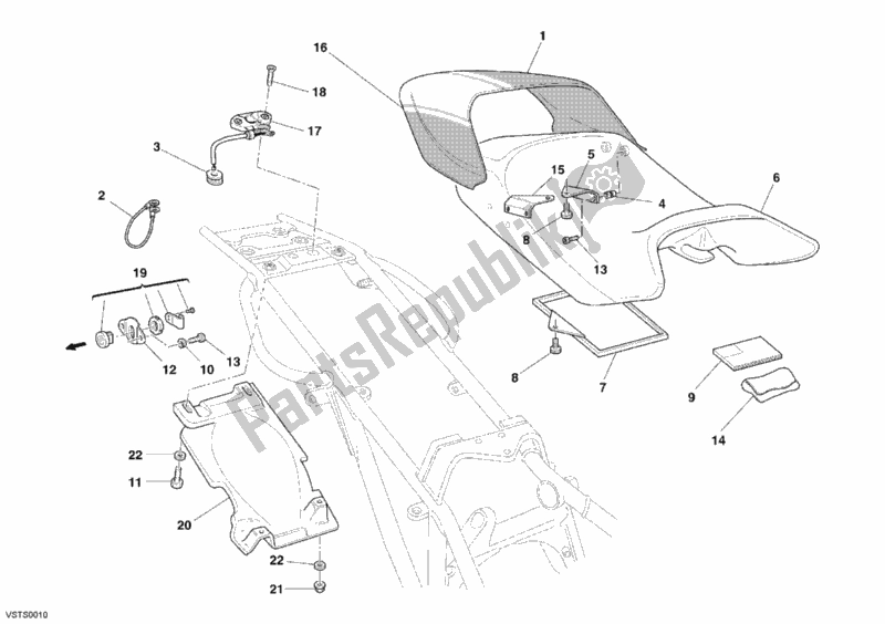 Todas as partes de Assento do Ducati Monster S4 RS USA 1000 2006